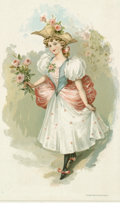 Girl with Pink Roses
